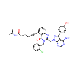 CC(C)NC(=O)CCCC#Cc1cccc2nc(Cn3nc(-c4ccc(O)cc4)c4c(N)ncnc43)n(Cc3ccccc3Cl)c(=O)c12 ZINC000068267355