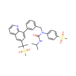 CC(C)NC(=O)N(Cc1cccc(-c2cc(C(C)(C)S(C)(=O)=O)cc3cccnc23)c1)c1ccc(S(C)(=O)=O)cc1 ZINC000036268818