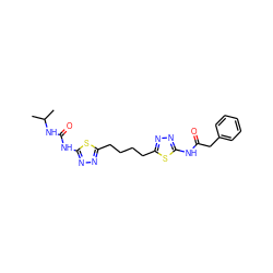 CC(C)NC(=O)Nc1nnc(CCCCc2nnc(NC(=O)Cc3ccccc3)s2)s1 ZINC000169698341