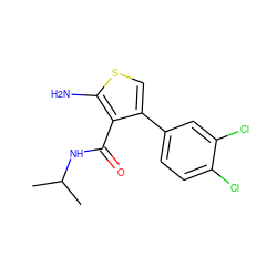 CC(C)NC(=O)c1c(-c2ccc(Cl)c(Cl)c2)csc1N ZINC000103788207