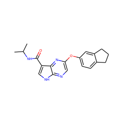 CC(C)NC(=O)c1c[nH]c2ncc(Oc3ccc4c(c3)CCC4)nc12 ZINC000096269459