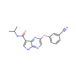 CC(C)NC(=O)c1c[nH]c2ncc(Oc3cccc(C#N)c3)nc12 ZINC000096269463