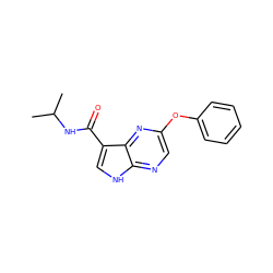 CC(C)NC(=O)c1c[nH]c2ncc(Oc3ccccc3)nc12 ZINC000096269467