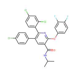 CC(C)NC(=O)c1cc(-c2ccc(Cl)cc2)c(-c2ccc(Cl)cc2Cl)nc1Oc1ccc(F)c(F)c1 ZINC000028903091