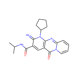 CC(C)NC(=O)c1cc2c(=O)n3ccccc3nc2n(C2CCCC2)c1=N ZINC000100560211