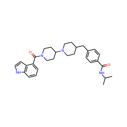 CC(C)NC(=O)c1ccc(CC2CCN(C3CCN(C(=O)c4cccc5[nH]ccc45)CC3)CC2)cc1 ZINC000029471647