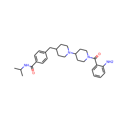 CC(C)NC(=O)c1ccc(CC2CCN(C3CCN(C(=O)c4ccccc4N)CC3)CC2)cc1 ZINC000029478101