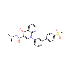 CC(C)NC(=O)c1cn(-c2cccc(-c3ccc(S(C)(=O)=O)cc3)c2)c2ncccc2c1=O ZINC000034245153