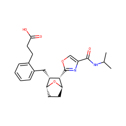 CC(C)NC(=O)c1coc([C@@H]2[C@H]3CC[C@@H](O3)[C@@H]2Cc2ccccc2CCC(=O)O)n1 ZINC000169359497