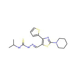 CC(C)NC(=S)N/N=C/c1sc(N2CCCCC2)nc1-c1cccs1 ZINC000008693983