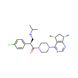 CC(C)NC[C@@H](C(=O)N1CCN(c2ncnc3c2[C@H](C)C[C@@H]3F)CC1)c1ccc(Cl)cc1 ZINC000095579720