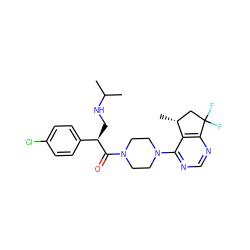 CC(C)NC[C@@H](C(=O)N1CCN(c2ncnc3c2[C@H](C)CC3(F)F)CC1)c1ccc(Cl)cc1 ZINC000095575755