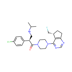 CC(C)NC[C@@H](C(=O)N1CCN(c2ncnc3c2[C@H](CF)CC3)CC1)c1ccc(Cl)cc1 ZINC000095576945