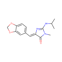 CC(C)NC1=N/C(=C\c2ccc3c(c2)OCO3)C(=O)N1C ZINC000072108873