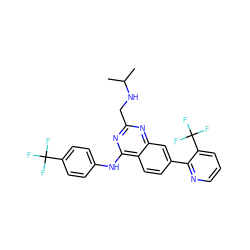 CC(C)NCc1nc(Nc2ccc(C(F)(F)F)cc2)c2ccc(-c3ncccc3C(F)(F)F)cc2n1 ZINC000040379618