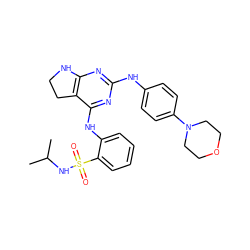 CC(C)NS(=O)(=O)c1ccccc1Nc1nc(Nc2ccc(N3CCOCC3)cc2)nc2c1CCN2 ZINC000221695039