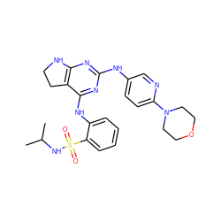 CC(C)NS(=O)(=O)c1ccccc1Nc1nc(Nc2ccc(N3CCOCC3)nc2)nc2c1CCN2 ZINC000221670068