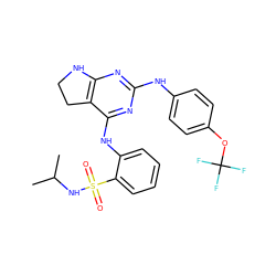 CC(C)NS(=O)(=O)c1ccccc1Nc1nc(Nc2ccc(OC(F)(F)F)cc2)nc2c1CCN2 ZINC000221670440