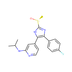 CC(C)Nc1cc(-c2[nH]c([S@+](C)[O-])nc2-c2ccc(F)cc2)ccn1 ZINC000071296677