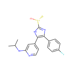 CC(C)Nc1cc(-c2[nH]c([S@@+](C)[O-])nc2-c2ccc(F)cc2)ccn1 ZINC000071318272