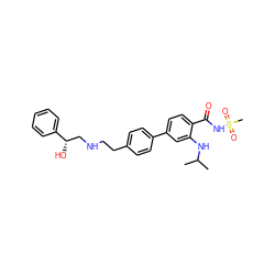 CC(C)Nc1cc(-c2ccc(CCNC[C@H](O)c3ccccc3)cc2)ccc1C(=O)NS(C)(=O)=O ZINC000040892622