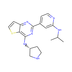 CC(C)Nc1cc(-c2nc(N[C@@H]3CCNC3)c3sccc3n2)ccn1 ZINC000223663950