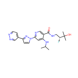 CC(C)Nc1cc(-n2ccc(-c3ccnnc3)n2)ncc1C(=O)NC[C@@H](F)C(C)(C)O ZINC001772611802