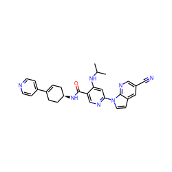 CC(C)Nc1cc(-n2ccc3cc(C#N)cnc32)ncc1C(=O)N[C@@H]1CC=C(c2ccncc2)CC1 ZINC001772658159