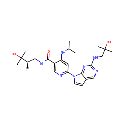 CC(C)Nc1cc(-n2ccc3cnc(NCC(C)(C)O)nc32)ncc1C(=O)NC[C@@H](F)C(C)(C)O ZINC001772608908