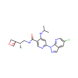 CC(C)Nc1cc(-n2ncc3cc(Cl)cnc32)ncc1C(=O)NC[C@H](F)C1(O)COC1 ZINC001772649420