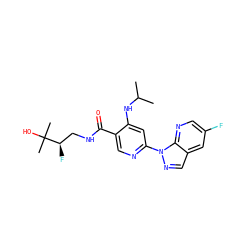 CC(C)Nc1cc(-n2ncc3cc(F)cnc32)ncc1C(=O)NC[C@@H](F)C(C)(C)O ZINC001772644540