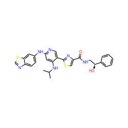 CC(C)Nc1cc(Nc2ccc3ncsc3c2)ncc1-c1nc(C(=O)NC[C@H](O)c2ccccc2)cs1 ZINC000223363102