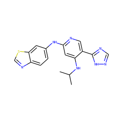 CC(C)Nc1cc(Nc2ccc3ncsc3c2)ncc1-c1ncn[nH]1 ZINC000205343853