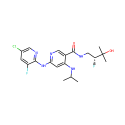 CC(C)Nc1cc(Nc2ncc(Cl)cc2F)ncc1C(=O)NC[C@@H](F)C(C)(C)O ZINC000219919188