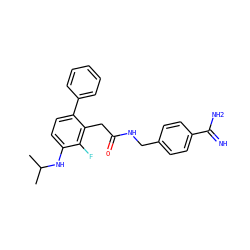 CC(C)Nc1ccc(-c2ccccc2)c(CC(=O)NCc2ccc(C(=N)N)cc2)c1F ZINC000473149167