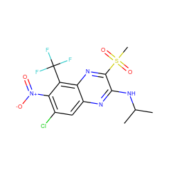 CC(C)Nc1nc2cc(Cl)c([N+](=O)[O-])c(C(F)(F)F)c2nc1S(C)(=O)=O ZINC000028951121