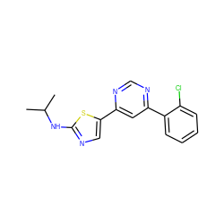 CC(C)Nc1ncc(-c2cc(-c3ccccc3Cl)ncn2)s1 ZINC000064539781