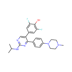 CC(C)Nc1ncc(-c2cc(F)c(O)c(F)c2)c(-c2ccc(N3CCN(C)CC3)cc2)n1 ZINC000473089057