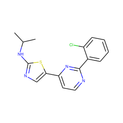 CC(C)Nc1ncc(-c2ccnc(-c3ccccc3Cl)n2)s1 ZINC000064539749