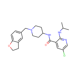 CC(C)Nc1ncc(Cl)cc1C(=O)NC1CCN(Cc2ccc3c(c2)CCO3)CC1 ZINC000028526601