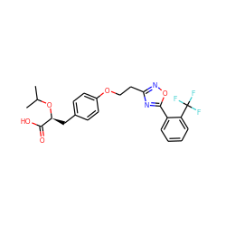 CC(C)O[C@@H](Cc1ccc(OCCc2noc(-c3ccccc3C(F)(F)F)n2)cc1)C(=O)O ZINC000026399642