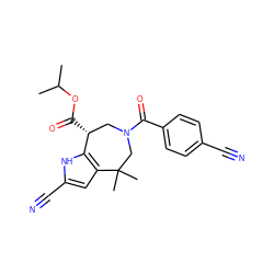 CC(C)OC(=O)[C@@H]1CN(C(=O)c2ccc(C#N)cc2)CC(C)(C)c2cc(C#N)[nH]c21 ZINC000045301320