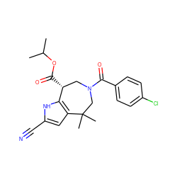 CC(C)OC(=O)[C@@H]1CN(C(=O)c2ccc(Cl)cc2)CC(C)(C)c2cc(C#N)[nH]c21 ZINC000045318205