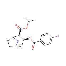 CC(C)OC(=O)[C@H]1[C@@H](OC(=O)c2ccc(I)cc2)C[C@@H]2CC[C@H]1N2C ZINC000013779951