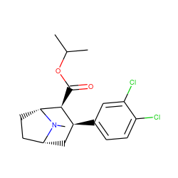 CC(C)OC(=O)[C@H]1[C@@H](c2ccc(Cl)c(Cl)c2)C[C@@H]2CC[C@H]1N2C ZINC000013523238