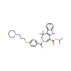 CC(C)OC(=O)C1=CN(C(=O)c2ccc(OCCCN3CCCCC3)cc2)CC(C)(C)c2c1[nH]c1ccccc21 ZINC000049767743