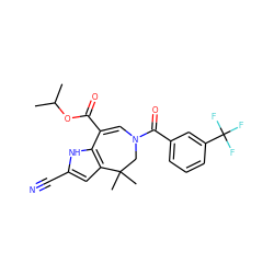 CC(C)OC(=O)C1=CN(C(=O)c2cccc(C(F)(F)F)c2)CC(C)(C)c2cc(C#N)[nH]c21 ZINC000045290896