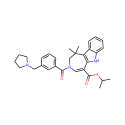 CC(C)OC(=O)C1=CN(C(=O)c2cccc(CN3CCCC3)c2)CC(C)(C)c2c1[nH]c1ccccc21 ZINC000045386813