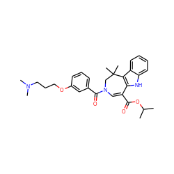 CC(C)OC(=O)C1=CN(C(=O)c2cccc(OCCCN(C)C)c2)CC(C)(C)c2c1[nH]c1ccccc21 ZINC000045367639