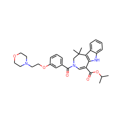 CC(C)OC(=O)C1=CN(C(=O)c2cccc(OCCN3CCOCC3)c2)CC(C)(C)c2c1[nH]c1ccccc21 ZINC000045392199